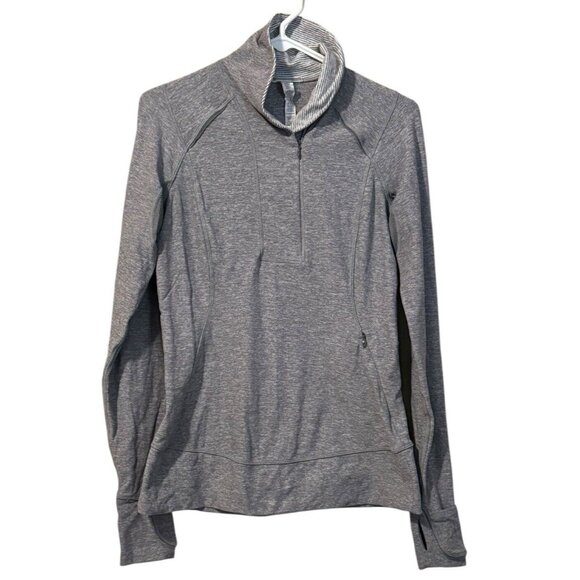 Lululemon Long Sleeve Shirt Womens Gray Zip Pullover Run Size 8 Vented Athletic - Picture 1 of 15